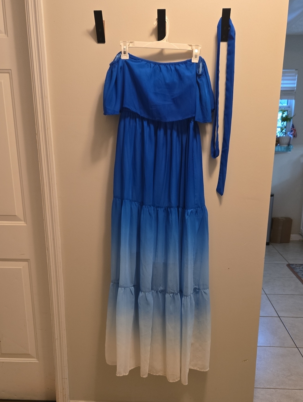 CBR Blue Ombre Off-Shoulder Maxi Dress